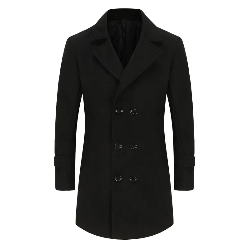 Herren Doppelreihiger City Mantel aus Wollmix mit taillierter Silhouette Nord Taschen