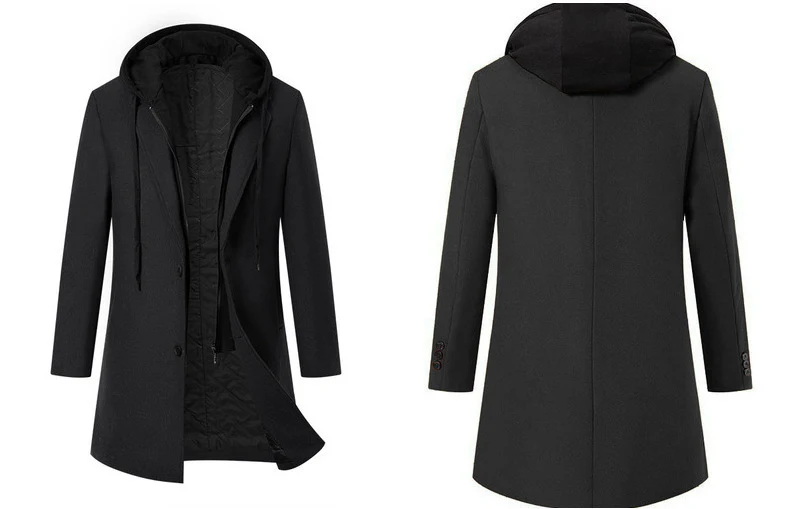 Herren Doppelreihiger City Mantel aus Wollmix mit taillierter Silhouette Nord Taschen