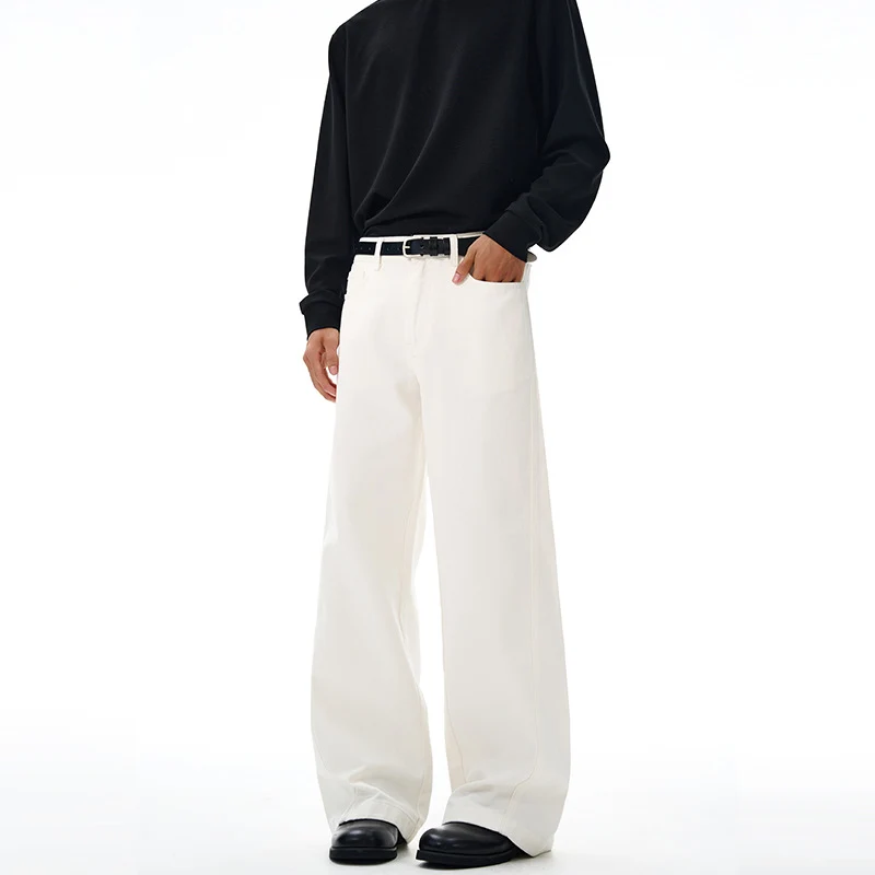 Herren Weite High‑Waist Denimhose mit weitem Bein und Cleanem Minimaldesign Nord Taschen