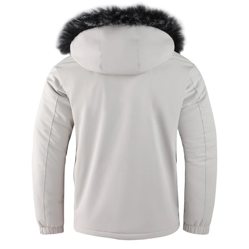 Herren gefütterte Winterparka mit Kunstfellkapuze, Thermoisolierung und multifunktionalen Taschen Nord Taschen