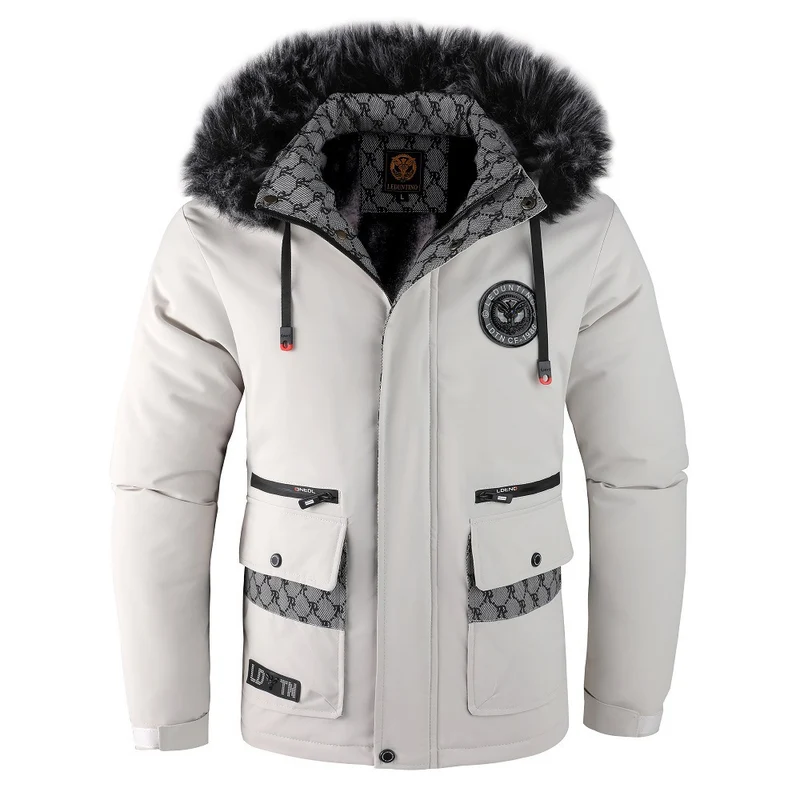 Herren gefütterte Winterparka mit Kunstfellkapuze, Thermoisolierung und multifunktionalen Taschen Nord Taschen
