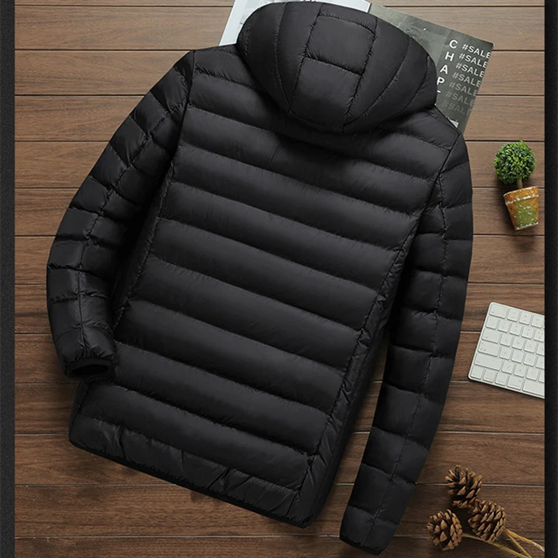 Herren Leichte gesteppte Kapuzenjacke mit Thermofutter und Reißverschlusstaschen Nord Taschen