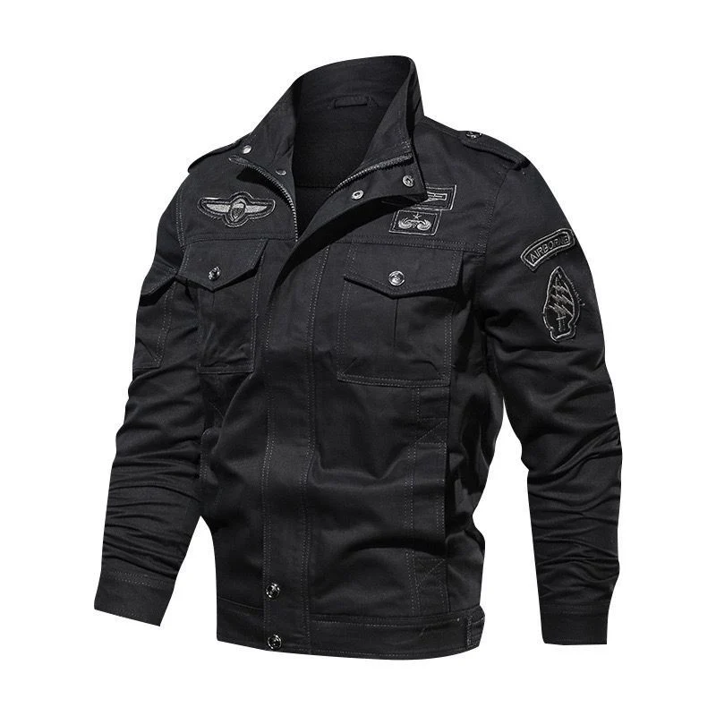Herren Leichte Canvas-Utilityjacke im Military‑Look mit Stehkragen, Epauletten und Brustpattentaschen Nord Taschen