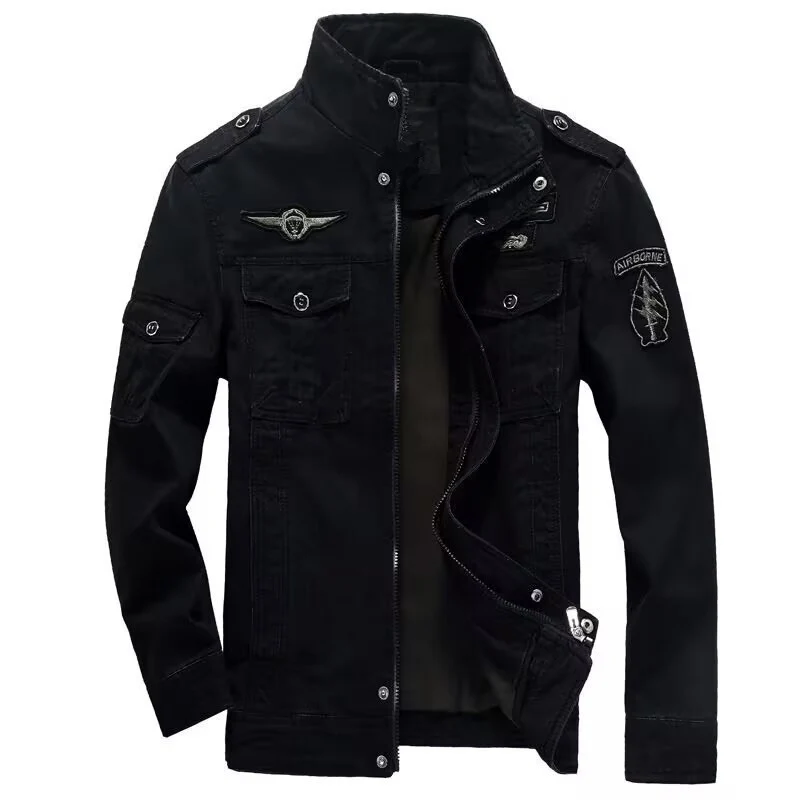 Herren Leichte Canvas-Utilityjacke im Military‑Look mit Stehkragen, Epauletten und Brustpattentaschen Nord Taschen
