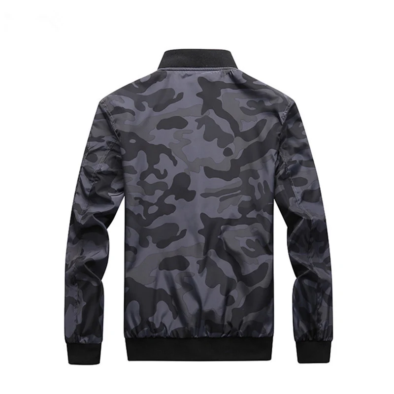 Herren Leichte Camouflage-Nylon-Bomberjacke mit Ärmeltasche, Reißverschluss und Rippbündchen Nord Taschen