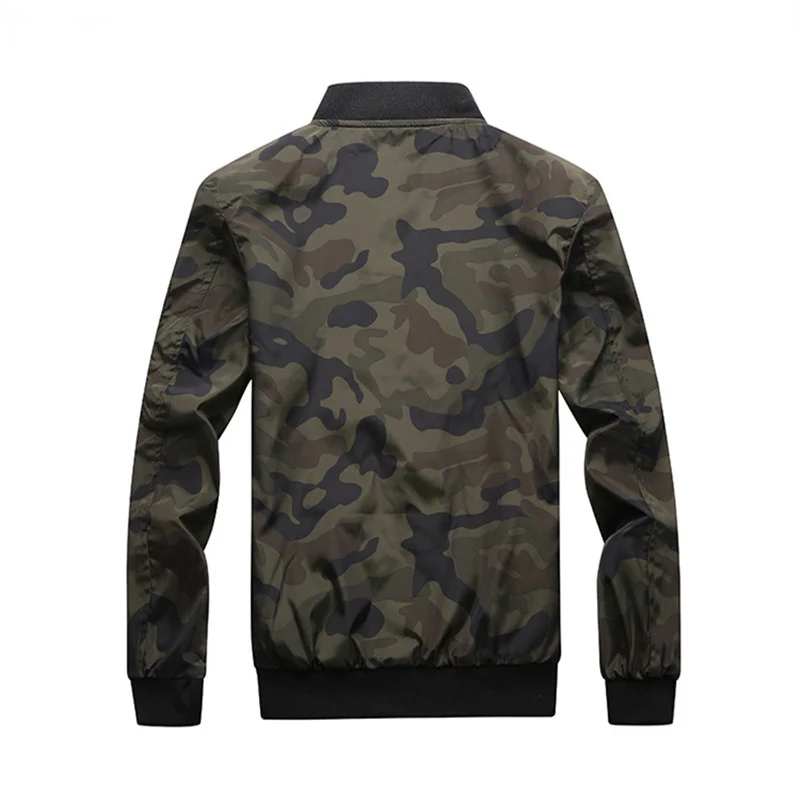 Herren Leichte Camouflage-Nylon-Bomberjacke mit Ärmeltasche, Reißverschluss und Rippbündchen Nord Taschen