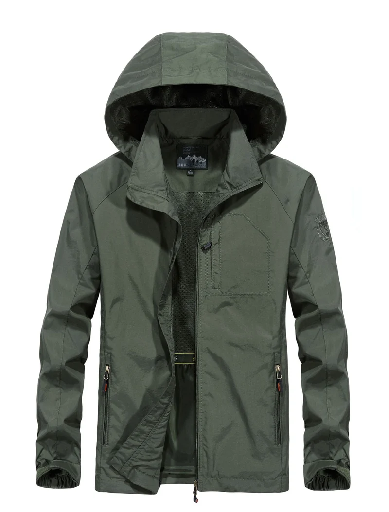 Herren Leichte Allwetter-Fieldjacke mit Kapuze, Mesh‑Innenfutter und Reißverschlusstaschen Nord Taschen