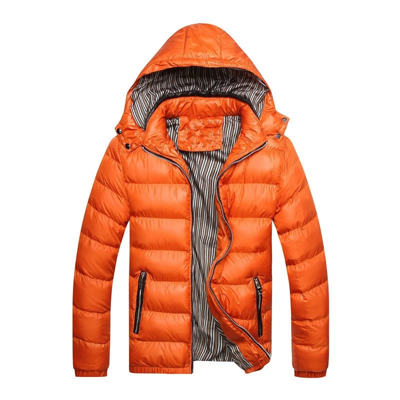Herren Wattierte Kapuzen-Steppjacke mit glänzender Nylonoptik und kontrastierenden Reißverschlüssen Nord Taschen