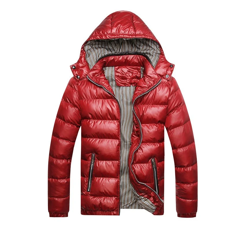 Herren Wattierte Kapuzen-Steppjacke mit glänzender Nylonoptik und kontrastierenden Reißverschlüssen Nord Taschen