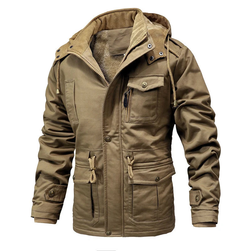 Herren wasserdichter Winterparka mit Kapuze, Thermofutter und Multifunktionstaschen Nord Taschen
