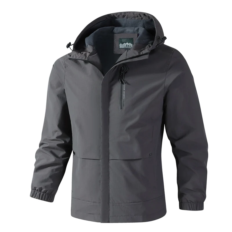 Herren Wasserdichte Softshell-Regenjacke mit Kapuze, Brust-Reißverschluss und Fleece-Innenkragen Nord Taschen