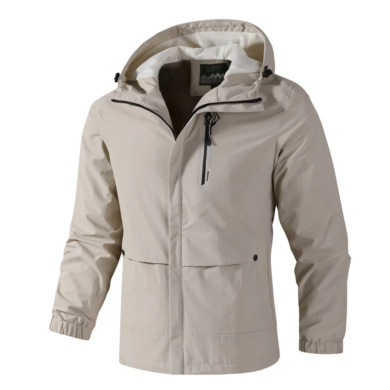 Herren Wasserdichte Softshell-Regenjacke mit Kapuze, Brust-Reißverschluss und Fleece-Innenkragen Nord Taschen