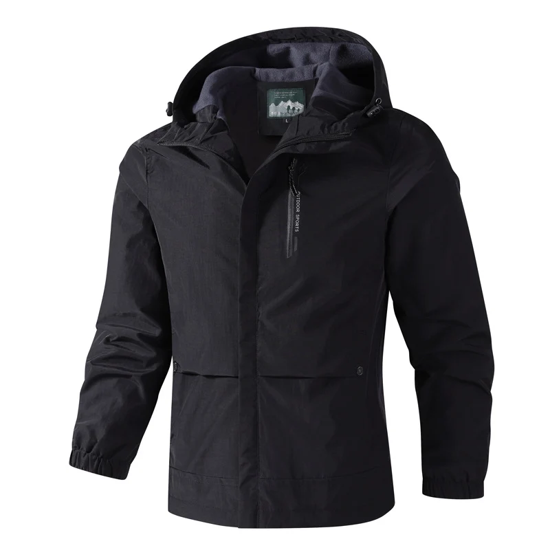 Herren Wasserdichte Softshell-Regenjacke mit Kapuze, Brust-Reißverschluss und Fleece-Innenkragen Nord Taschen