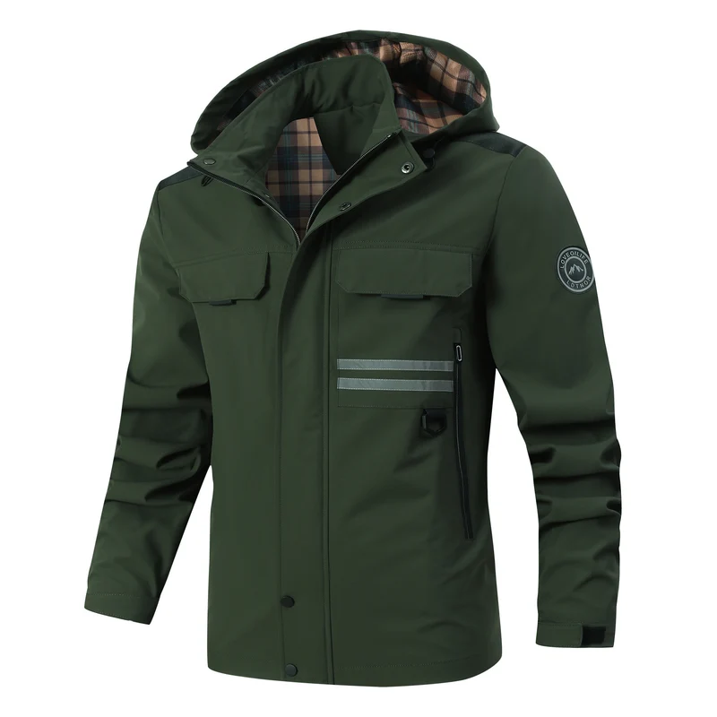 Herren Wasserabweisender Softshell-Parka mit Kapuze, reflektierenden Einsätzen und Multifunktionstaschen Nord Taschen