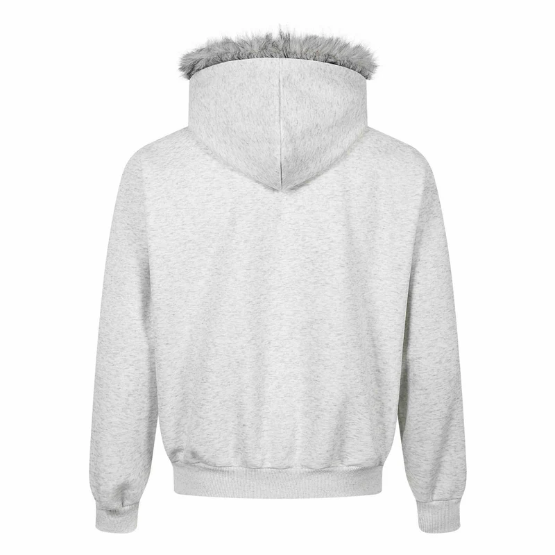 Damen Kapuzen‑Sweatjacke mit Kunstfellbesatz, Frontzip und Collage‑Print Nord Taschen