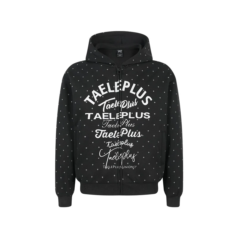 Damen Kapuzen-Sweatjacke mit durchgehendem Reißverschluss, Allover-Pünktchenmuster und mehrfacher Logogestaltung Nord Taschen