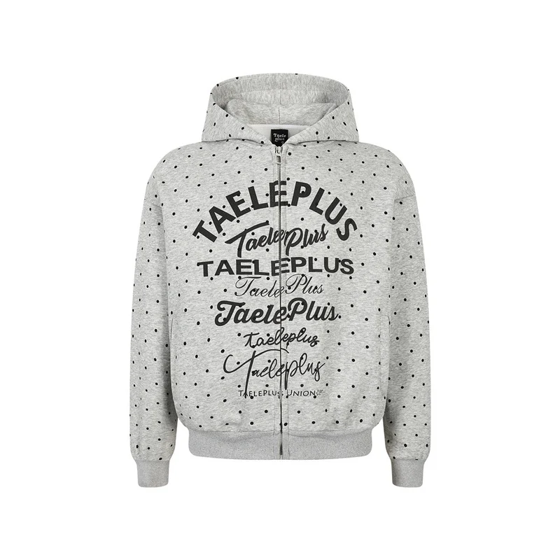 Damen Kapuzen-Sweatjacke mit durchgehendem Reißverschluss, Allover-Pünktchenmuster und mehrfacher Logogestaltung Nord Taschen