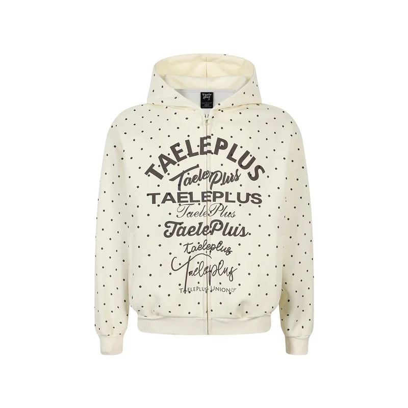 Damen Kapuzen-Sweatjacke mit durchgehendem Reißverschluss, Allover-Pünktchenmuster und mehrfacher Logogestaltung Nord Taschen
