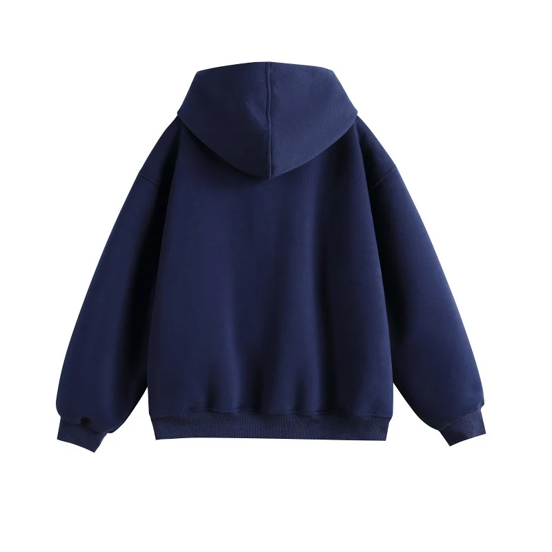 Damen Kapuzen-Sweatjacke im Boxy-Schnitt mit kariert gefütterter Kapuze und dezenter Stickerei Nord Taschen