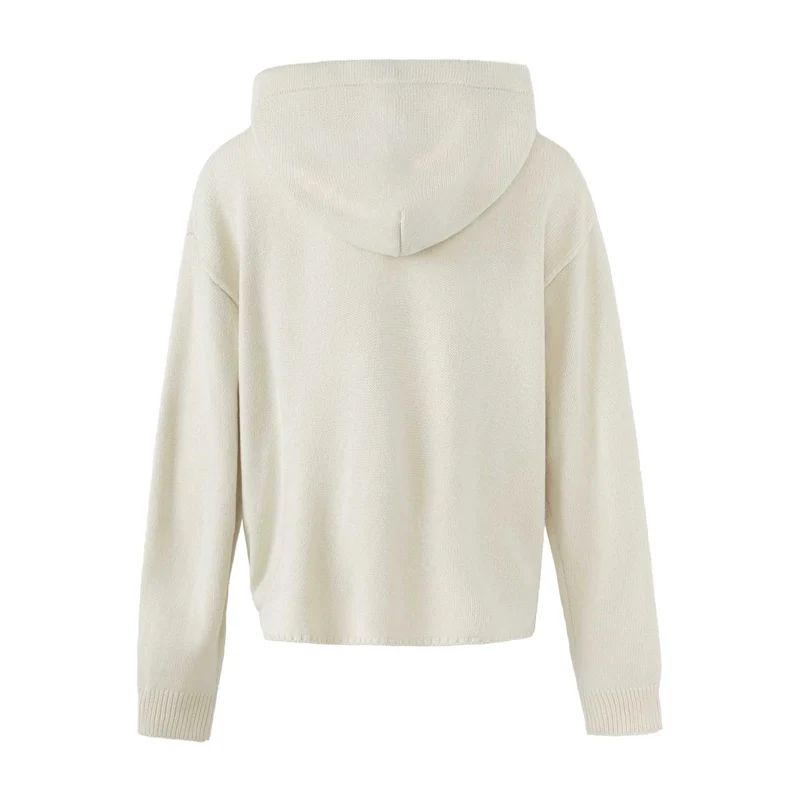 Damen Kapuzen-Strickjacke mit militärischen Zierknöpfen und Reißverschluss Nord Taschen