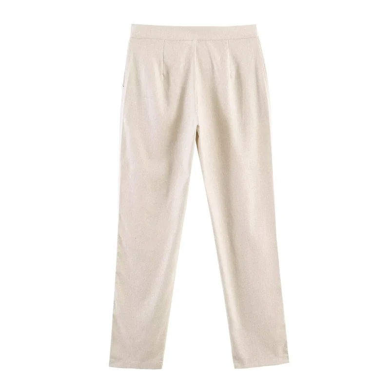 Damen Schlanke gerade Stoffhose mit verdecktem Reißverschluss und Eingrifftaschen Nord Taschen