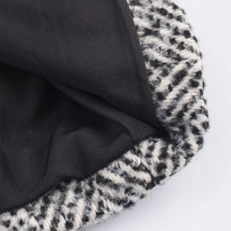 Damen Oversized Mantel mit Fischgrätmuster und tiefem Reverskragen Nord Taschen