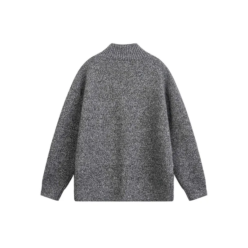 Damen Oversize-Strickjacke mit hochgezogenem Rippkragen und Holzknopfverschluss Nord Taschen