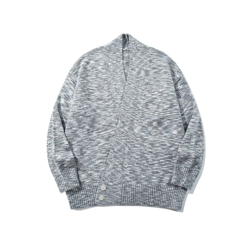 Damen Oversize-Strickcardigan mit tiefem V-Ausschnitt, Knopfleiste am Saum und melierter Struktur Nord Taschen