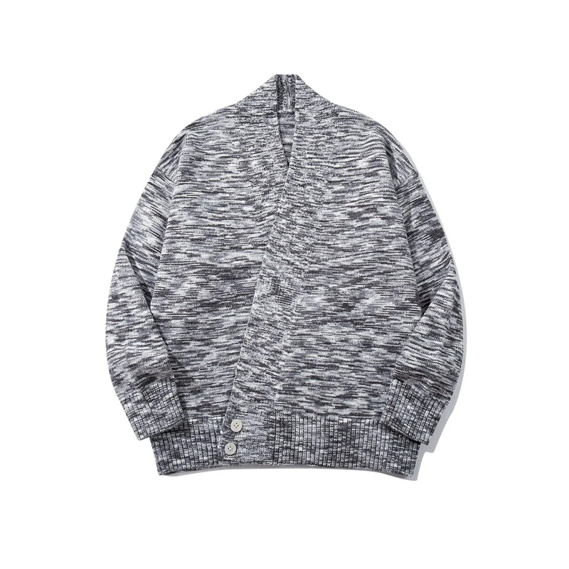 Damen Oversize-Strickcardigan mit tiefem V-Ausschnitt, Knopfleiste am Saum und melierter Struktur Nord Taschen