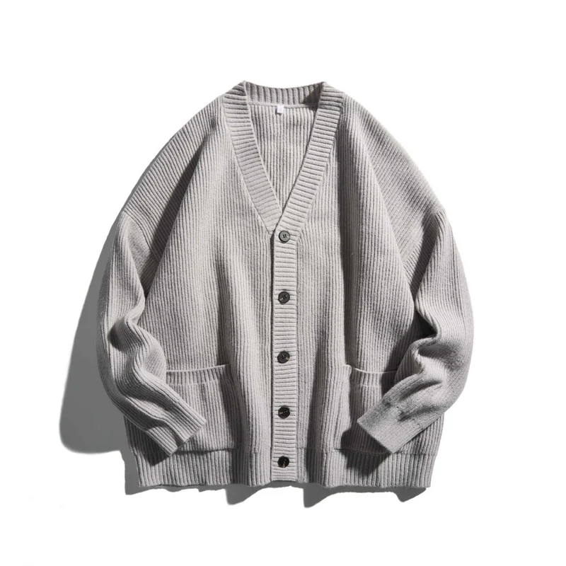 Damen Oversize Rippenstrick-Cardigan mit V‑Ausschnitt und aufgesetzten Taschen Nord Taschen