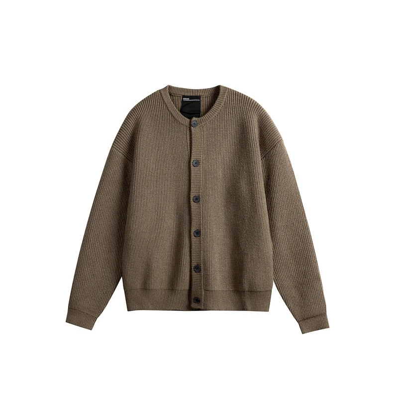 Damen Oversize-Rippenstrick-Cardigan mit Rundhals und durchgehender Knopfleiste Nord Taschen