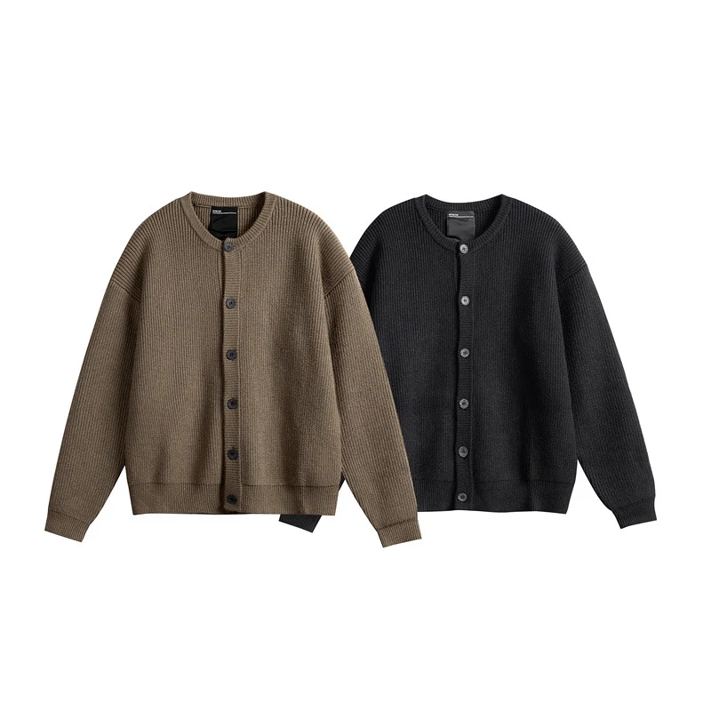 Damen Oversize-Rippenstrick-Cardigan mit Rundhals und durchgehender Knopfleiste Nord Taschen