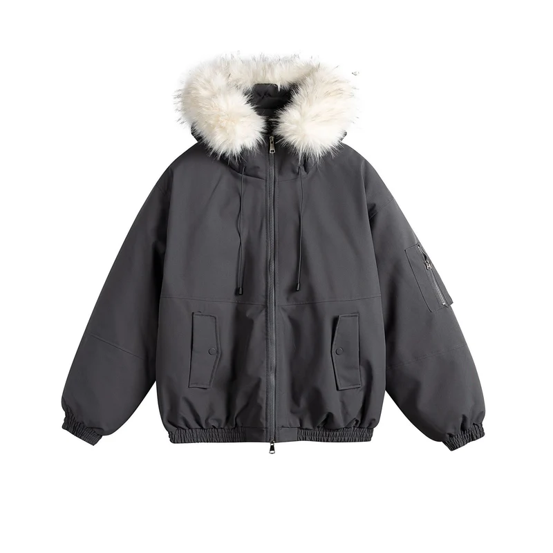 Damen Oversize-Parka im Bomberstil mit abnehmbarer Kunstfellkapuze Nord Taschen