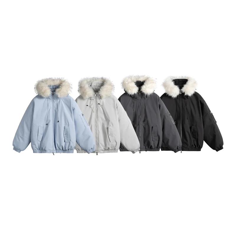 Damen Oversize-Parka im Bomberstil mit abnehmbarer Kunstfellkapuze Nord Taschen