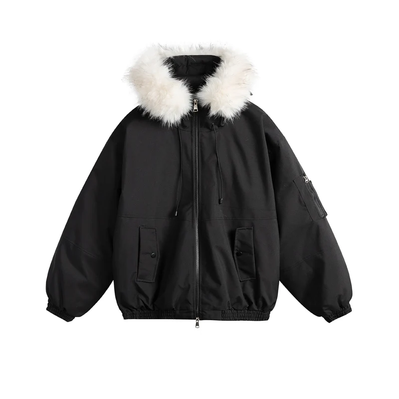 Damen Oversize-Parka im Bomberstil mit abnehmbarer Kunstfellkapuze Nord Taschen