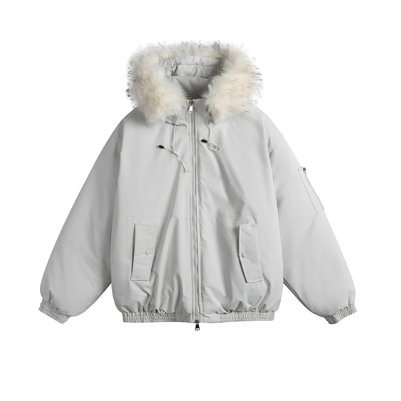Damen Oversize-Parka im Bomberstil mit abnehmbarer Kunstfellkapuze Nord Taschen