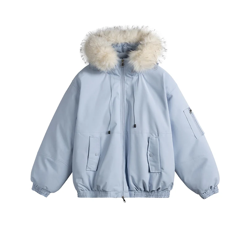 Damen Oversize-Parka im Bomberstil mit abnehmbarer Kunstfellkapuze Nord Taschen