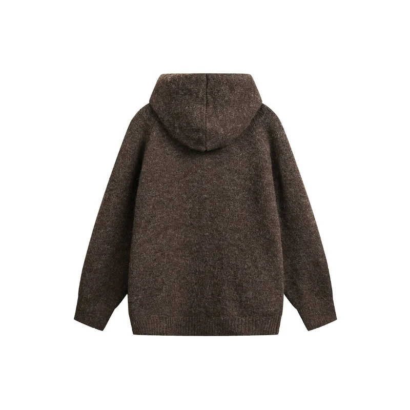 Damen Wollmix‑Cape‑Cardigan mit Kapuze, Knopfleiste und Raglanärmeln Nord Taschen