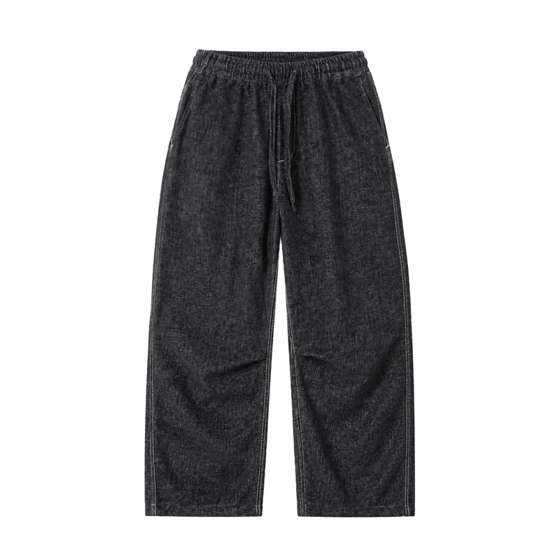 Damen Weite Relaxed-Hose aus Denim‑Optik mit elastischem Bund und Kordel Nord Taschen