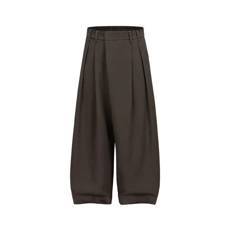 Damen Weite Plissee-Hose mit hoher Taille und elastischem Rückbund Nord Taschen