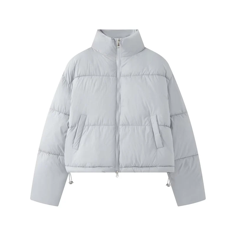 Damen Gekürzte Oversize-Pufferjacke mit hohem Stehkragen und Zwei-Wege‑Reißverschluss Nord Taschen