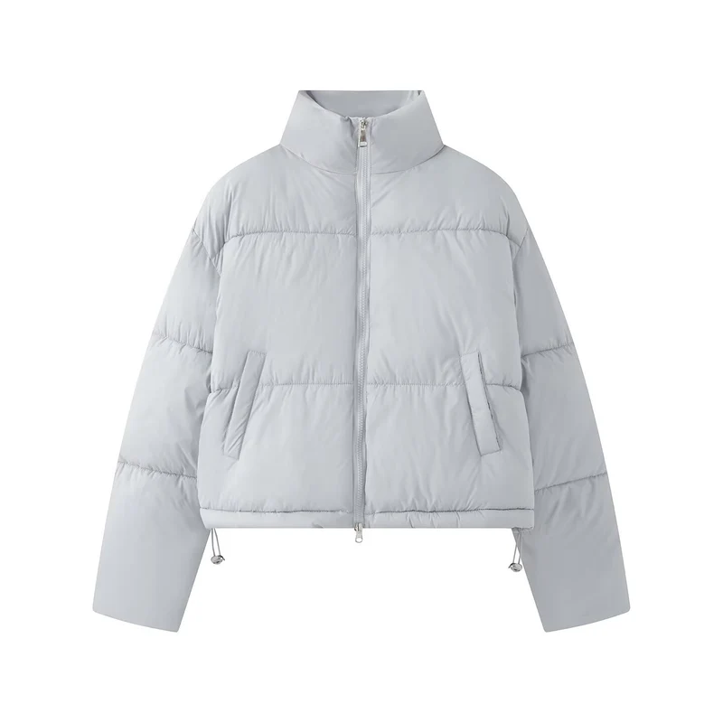 Damen Gekürzte Oversize-Pufferjacke mit hohem Stehkragen und Zwei-Wege‑Reißverschluss Nord Taschen