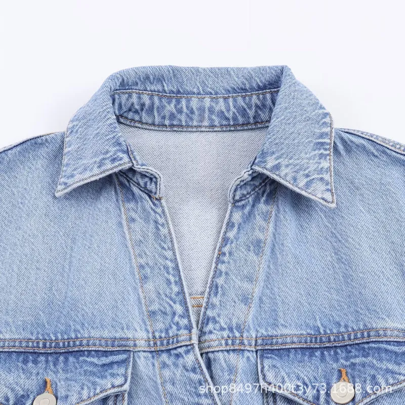 Damen Tailliertes Jeanskleid mit Bindegürtel, Hemdblusenkragen und Pattentaschen Nord Taschen