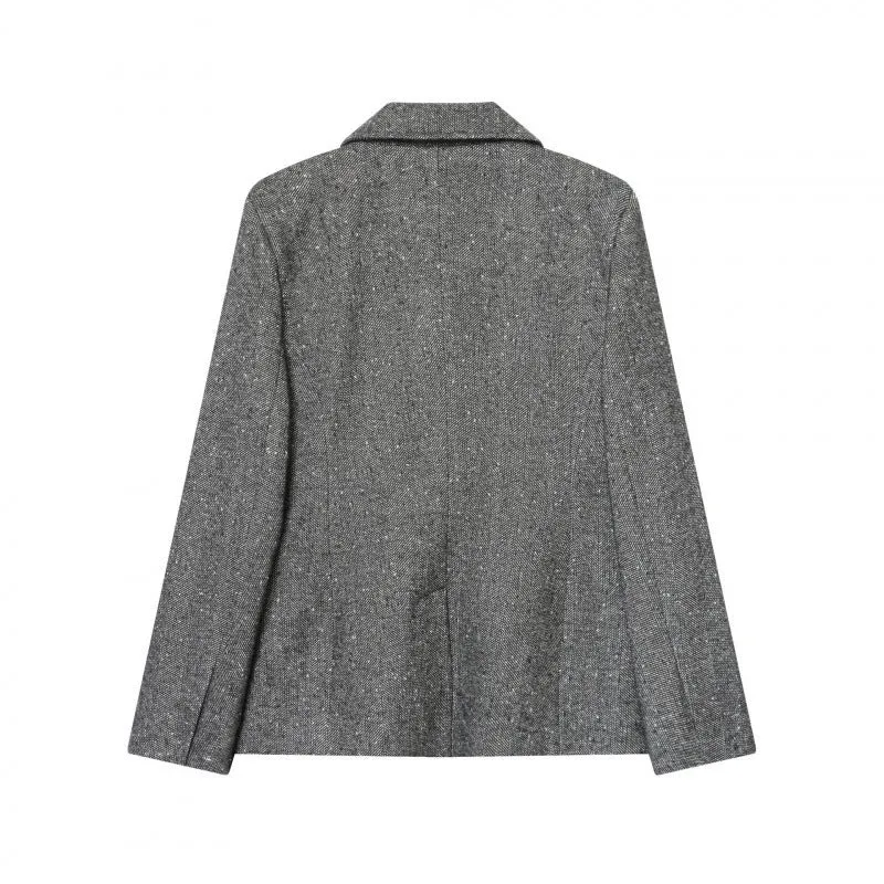 Damen Taillierter Wollmix-Blazer mit Reverskragen und Pattentaschen Nord Taschen