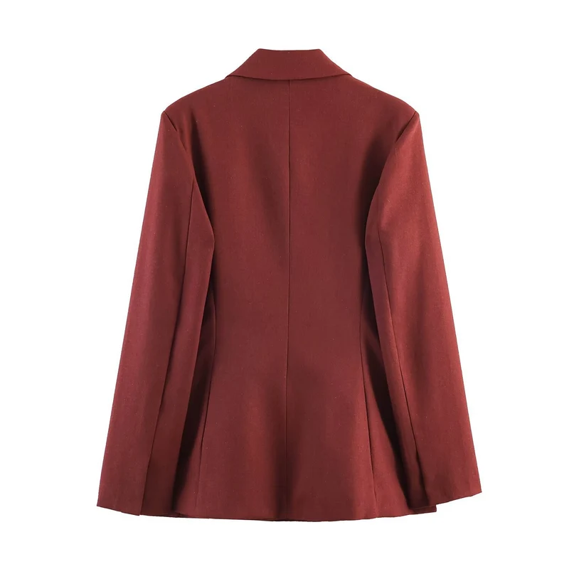 Damen Taillierter Wickelblazer mit Reverskragen und Bindegürtel Nord Taschen
