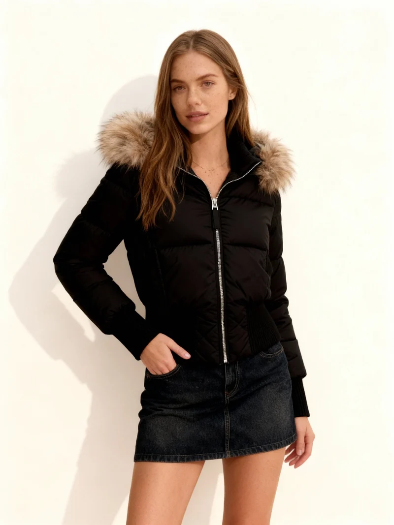 Cropped Gefütterte Winterjacke