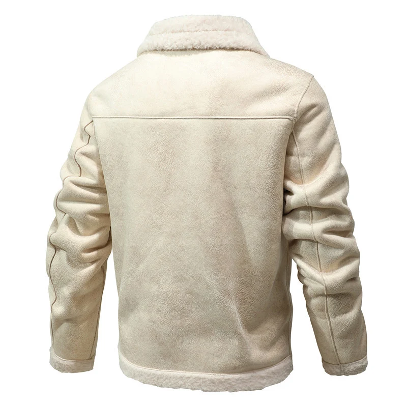 Herren Lammfell-inspirierte Teddy-Fleece Jacke mit Knopfleiste und Reißverschlusstaschen Nord Taschen