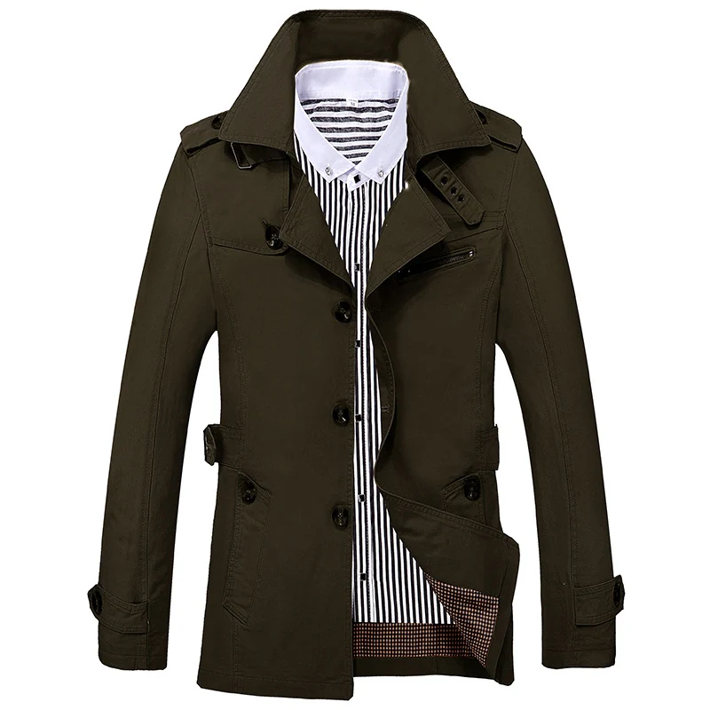 Herren Kurztrenchcoat mit Stehkragen Schulterklappen und Tailleneinstellung Nord Taschen