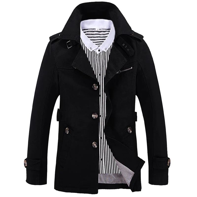 Herren Kurztrenchcoat mit Stehkragen Schulterklappen und Tailleneinstellung Nord Taschen