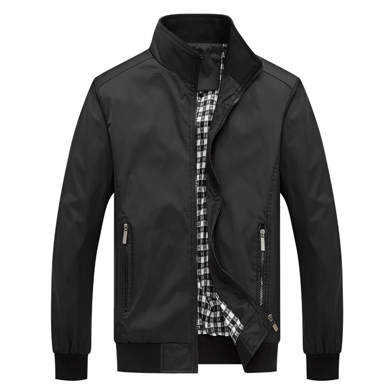 Herren Kurzblouson mit Stehkragen, Karo-Innenfutter und Rippenbündchen Nord Taschen
